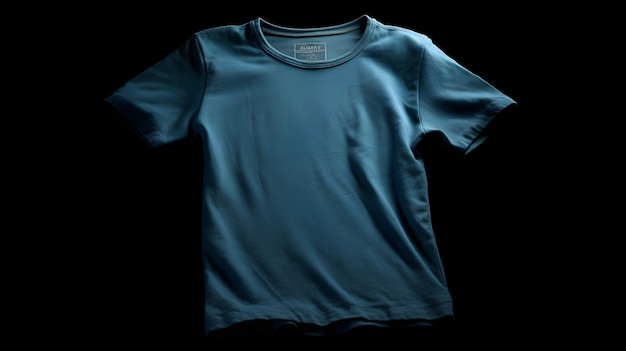 Photo blue tshirt mockup on black background with copyspace