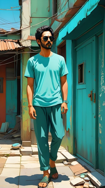 Blue tshirt mockup male