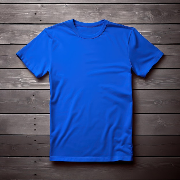 Blue tshirt mockup top view