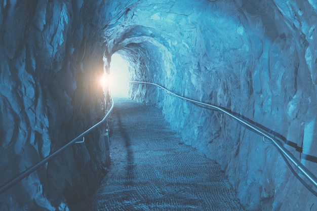 Blue tunnel in the rock Rosh Hanikra Grottoes Israel