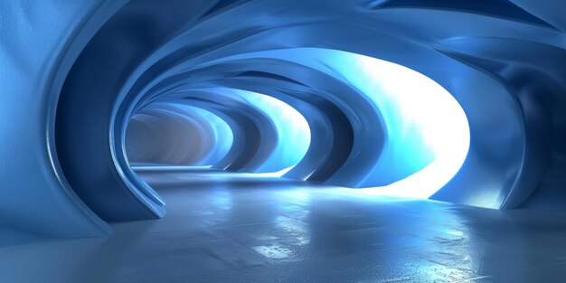 A blue tunnel with a light shining on it stock background