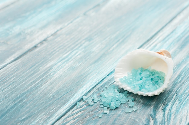 Blue turquoise bath salt for SPA background