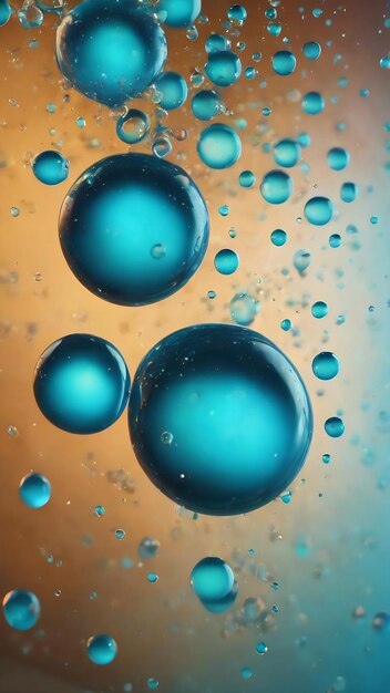 Blue and turquoise oil bubbles background