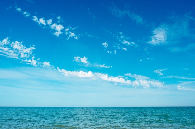 写真 青いターコイズブルーの海と空の雲