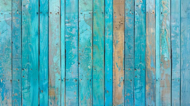 写真 青いターコイズ色の木製の板の背景