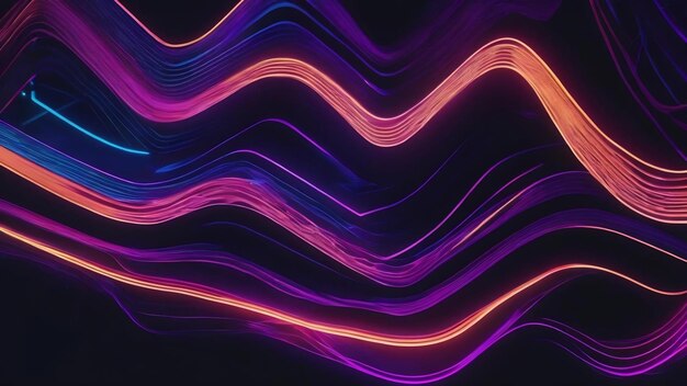 Blue ultraviolet neon curved lines abstract futuristic geometric background