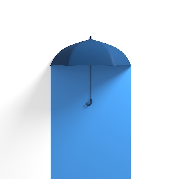 Blue Umbrella Floating on Blue half White color