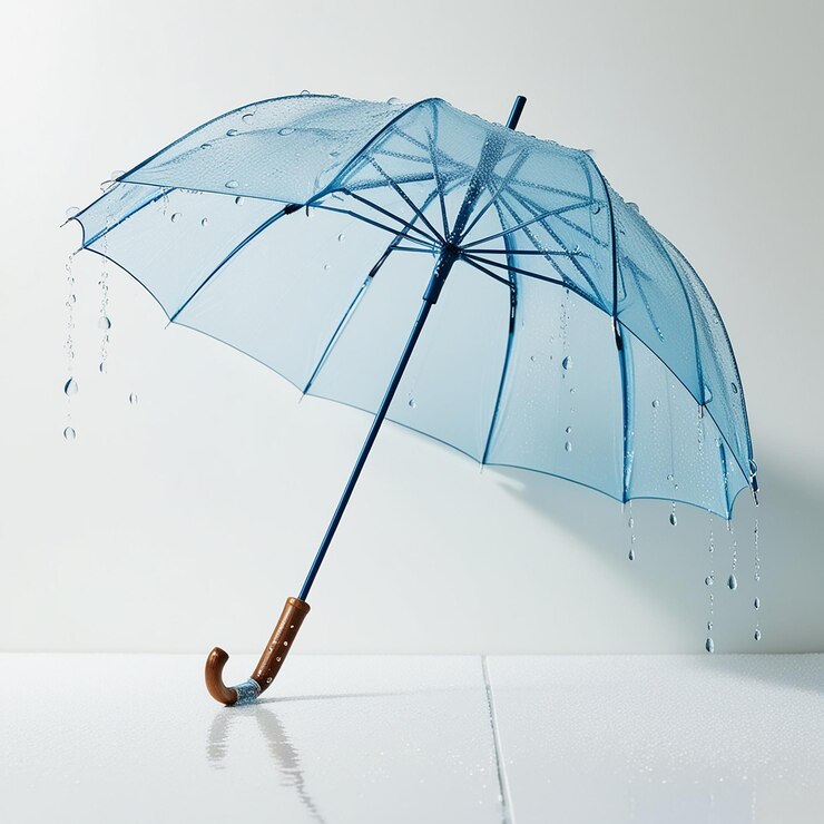 Blue Umbrella with Raindrops