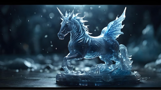 Photo a blue unicorn with wings that says unicorn