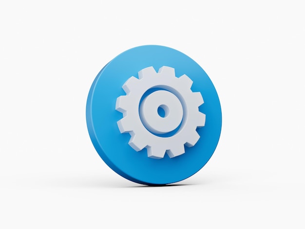 Photo blue update gear setting icon 3d illustration isolated