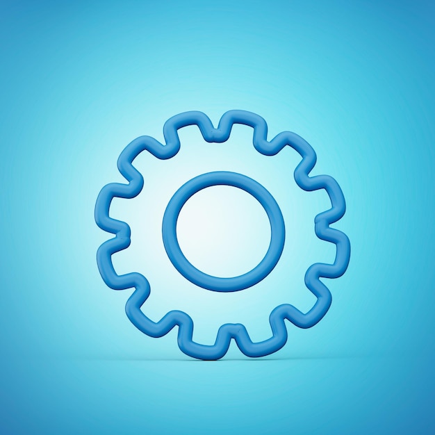 Blue update gear setting icon 3d illustration isolated