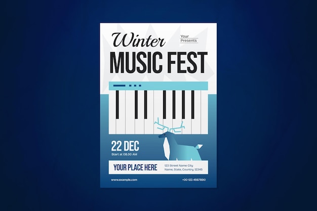 Blue Utilitarian Winter Music Social Media Flyer