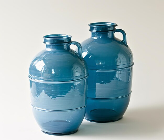 Photo blue vases arranged side by side