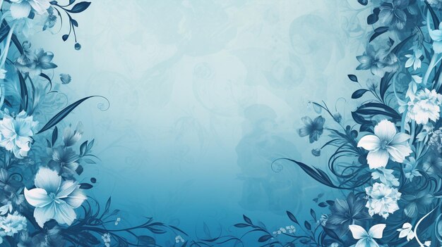 Photo blue vintage background ornamental flowers