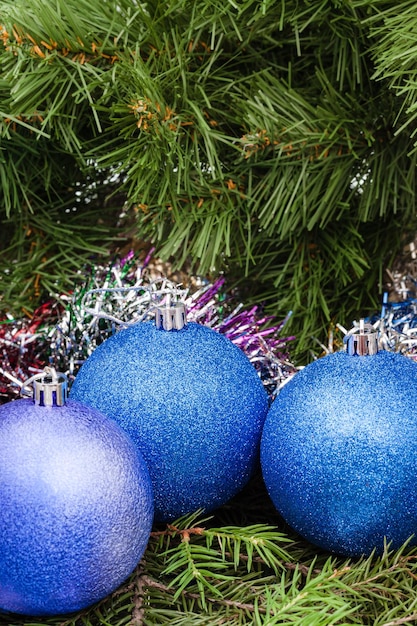 Blue violet Christmas balls tinsel Xmas tree 3