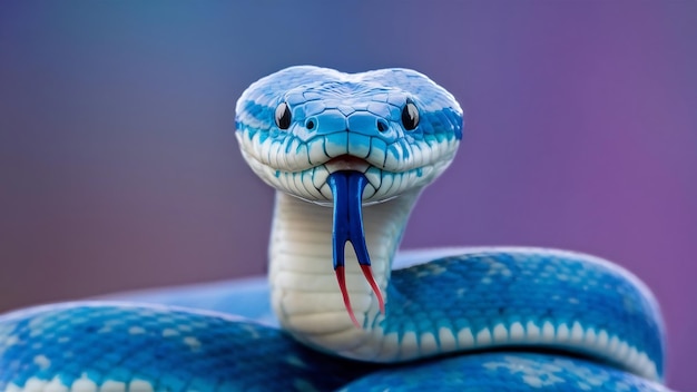 Blue viper snake closeup face head of viper snake blue insularis