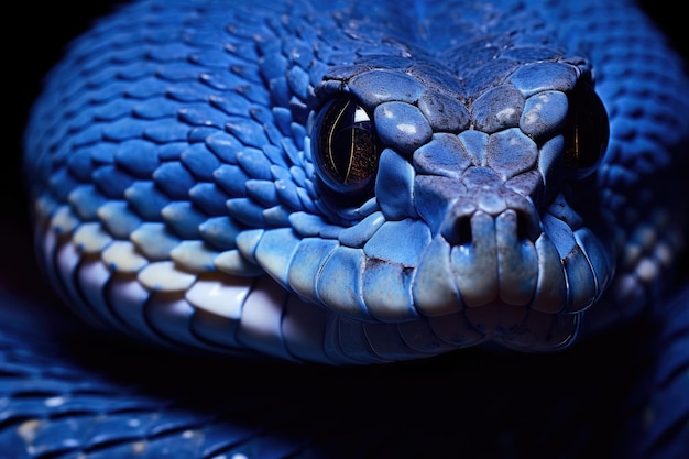 Photo blue viper snake closeup