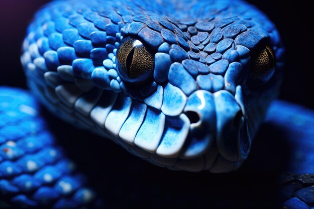 Photo blue viper snake closeup