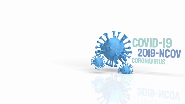 the blue virus on white background for medical and sci content 3d rendering
