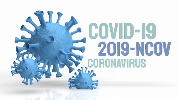 the blue virus on white background for medical and sci content 3d rendering