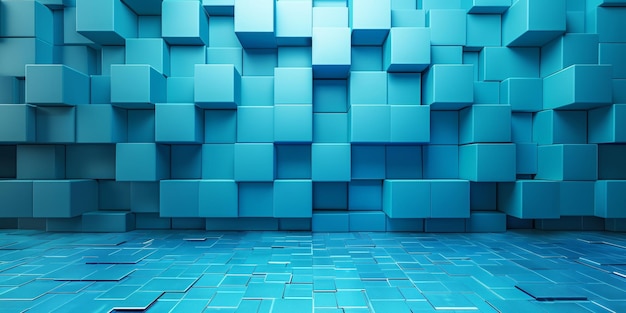 A blue wall made of cubes stock background