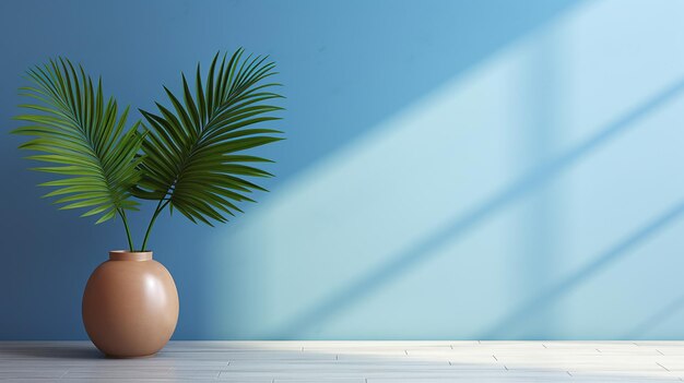 Blue wall room with decorative vase