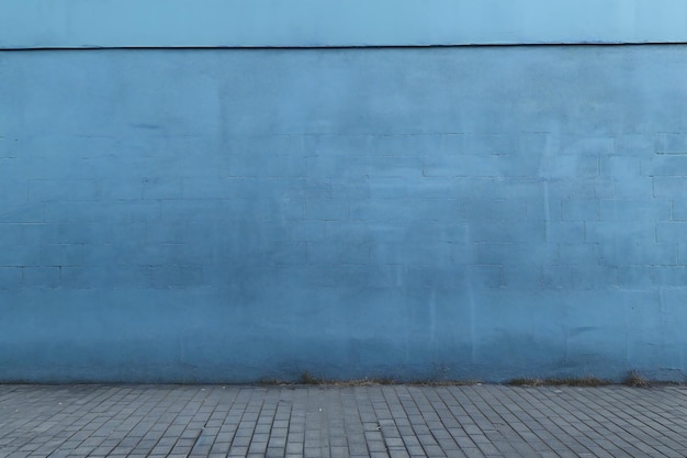 A blue wall with a blue wall and the word's on it