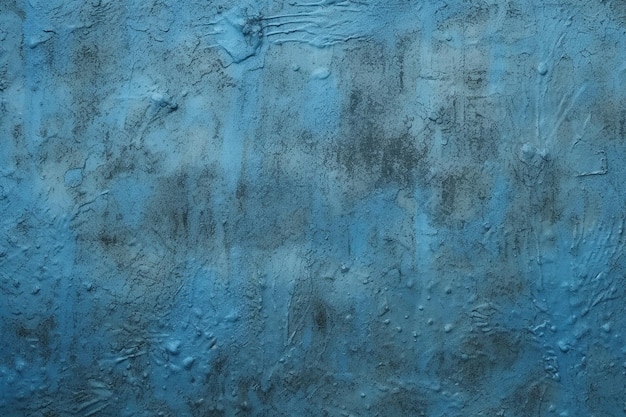 Blue wall with a gray background and a black and white paint stain.