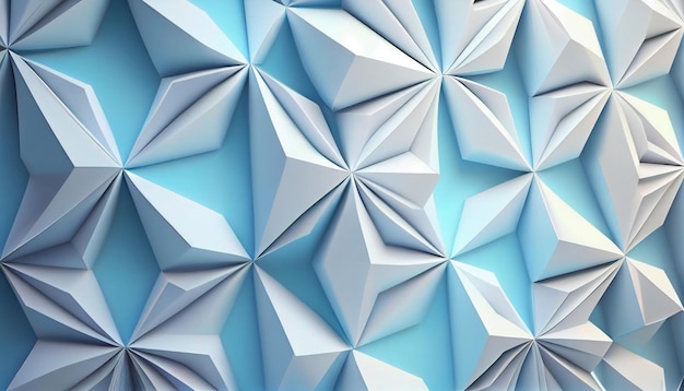 A blue wall with a pattern of triangles.