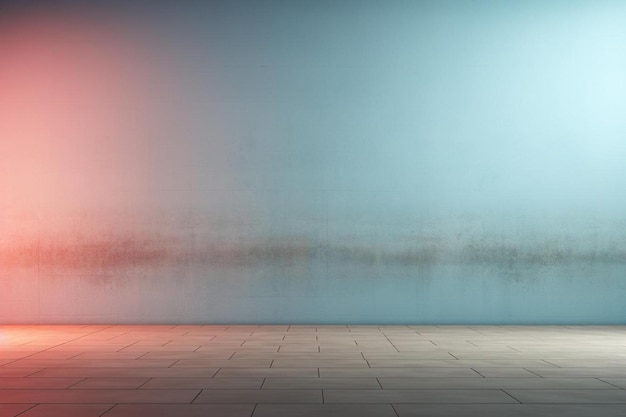 a blue wall with a red and blue light on it