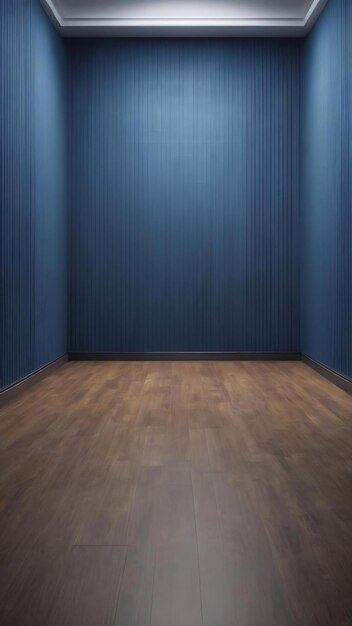 Blue wall with a row of spotlights in an empty room