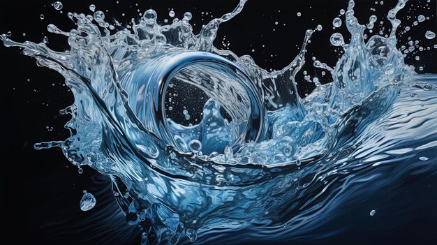 a blue washer splashing water onto a black background