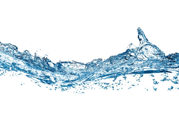 A Blue water and air bubbles in the pool over white background