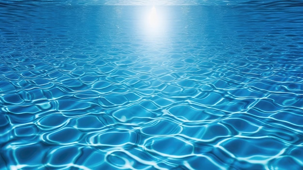 A blue water background with the sun shining on it