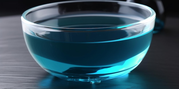 A blue water in a bowl
