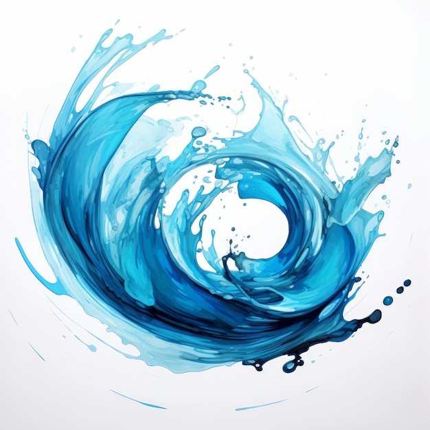 Blue water brush stroke on white background generative AI