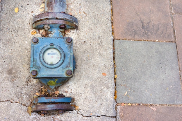 blue water meter closeup