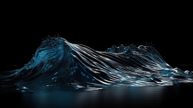 Blue water splash on black backgroundgenerative ai