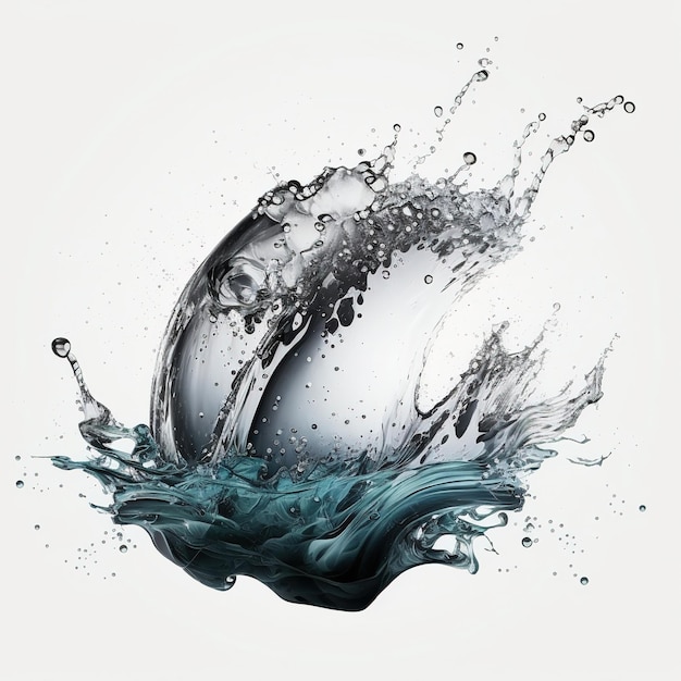 blue water splash isolated on white background, ai generative