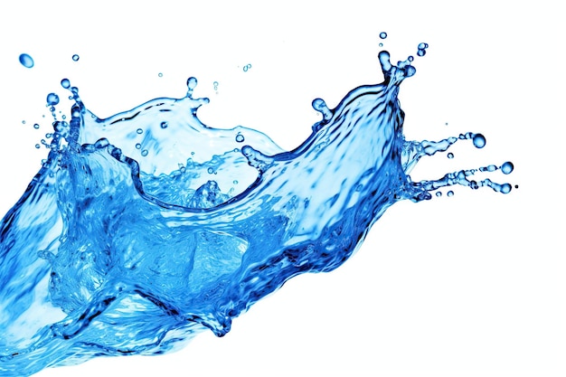 Blue water splash isolated on white background Generative AI