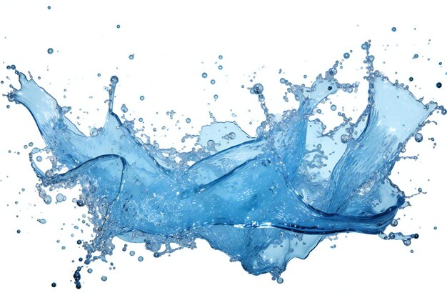 Blue water splash isolated on white background