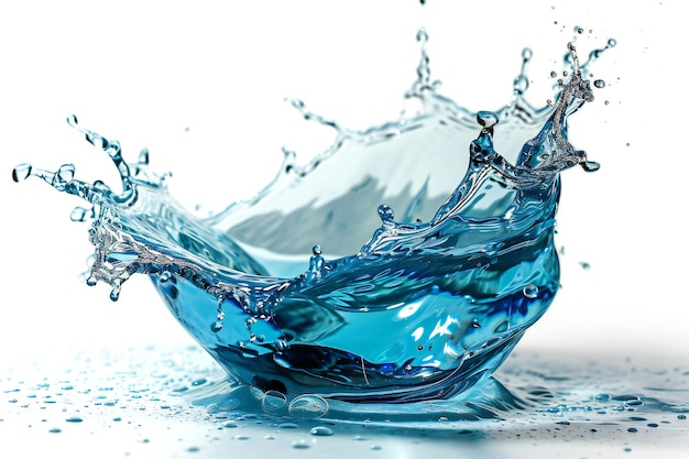 Photo blue water splash isolated on white background