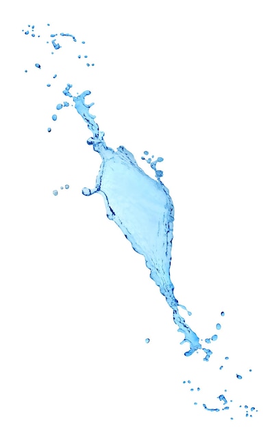 Blue water splash isolated on white background