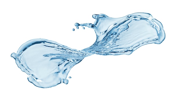 Blue water splash isolated on white background