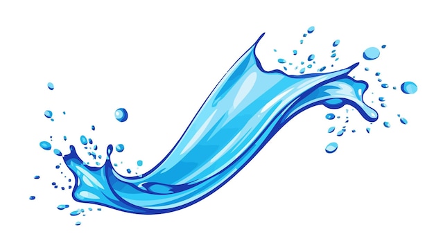 Векторная иллюстрация брызг голубой воды на белом фоне
