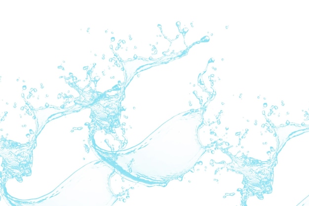 Blue water splash on a white background with copy space