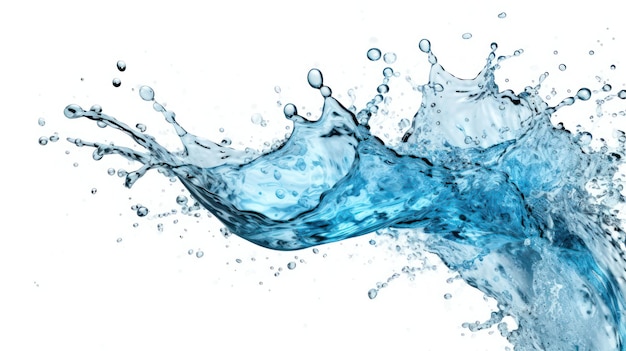 Blue water splash on white background