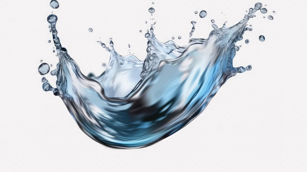 Foto uno spruzzo d'acqua blu su uno sfondo bianco