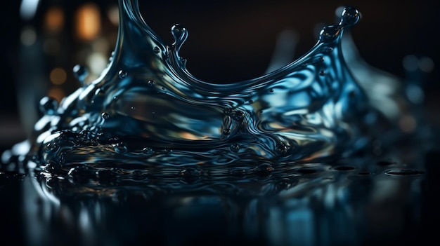 A blue water splash with the word water on it