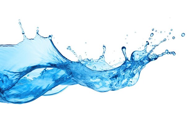 Blue water splashing on white background